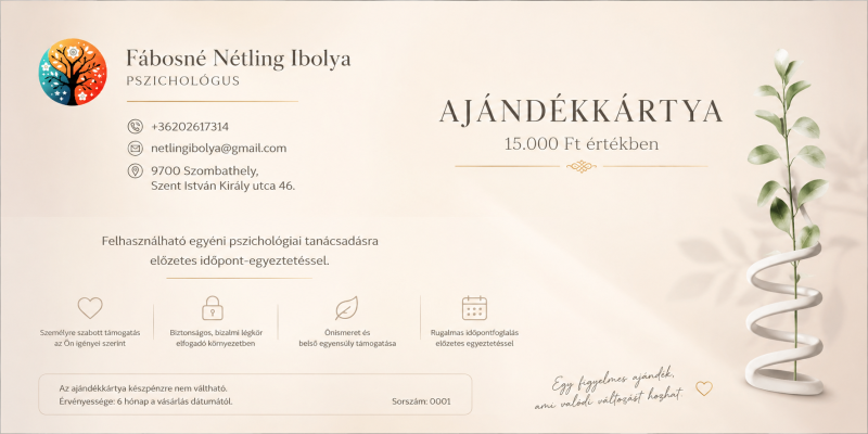 Ajándékkártya – egyéni pszichológiai tanácsadás