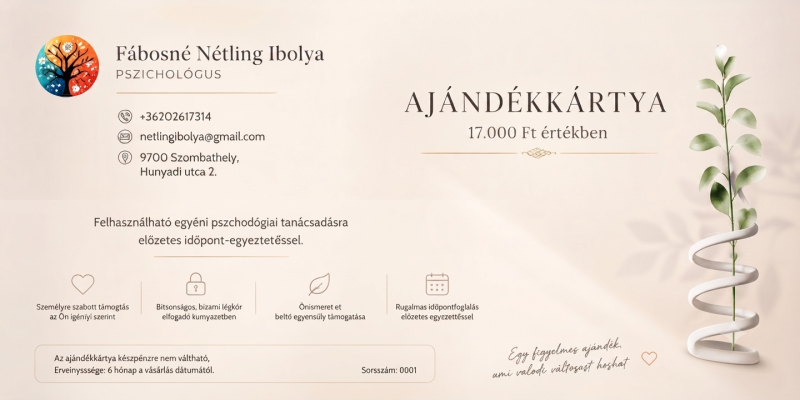 Ajándékkártya – egyéni pszichológiai tanácsadás